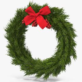 3D Christmas Wreath with Red Bow 2 model